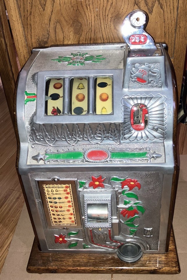Rare Vintage Mill’s Poinsettia Gooseneck 25 Cent Slot Machine | eBay