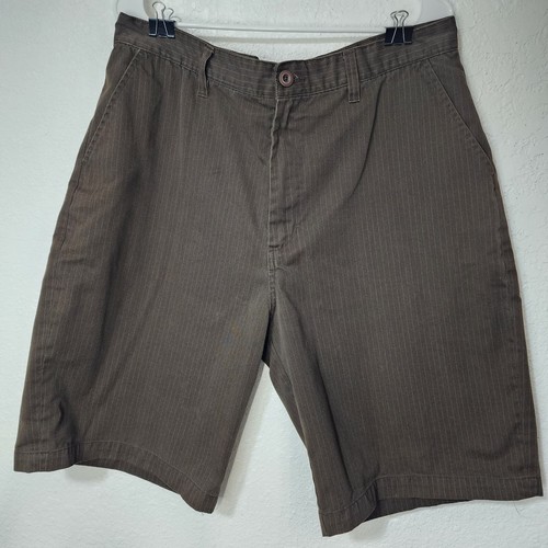 Burnside Shorts Herren 36 braun gestreift Chino normale Passform Skateboard Freizeit 10"