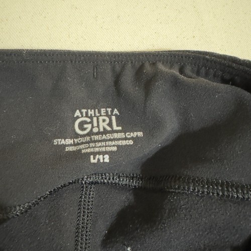 Athleta Girl Size L/12 Pull On Leggings Black Pants Pockets - Picture 3 of 9