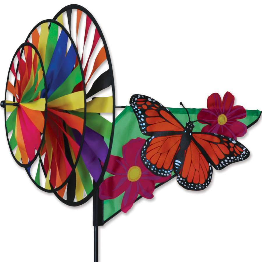 Monarch Butterfly Flower Triple Wind Spinner 33