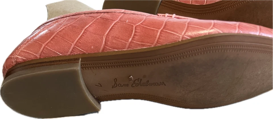 Sam Edelman Mujer LORAINE Cocodrilo Cuero Repujado Zapatos Mocasines Coral Talla 7 Foto 4 de 4