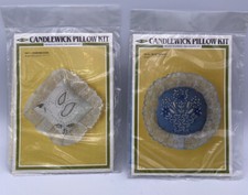 Lot of 2 Vintage MH Candlewick Pillow Kits Blue Basket Diamond Dove 7 x 7 NEW