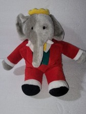 Vintage Gund Babar the Elephant Plush 1988 Macys 14  Stuffed Animal Red Suit