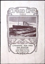 March 1909 Cunard Steamship Co Ltd New York to Liverpool Brochure COVER ONLY