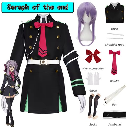 Shinoa Hiiragi Cosplay Anime Seraph of The End Owari No Serafu Kostüm Halloween