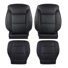 Driver Passenger Bottom Top Leather Seat Cover Blk For 15-19 Silverado 1500 2500
