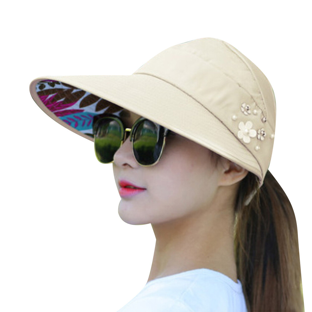 Women Hat Solid Color Sweat Absorbing Summer Ponytail Travel Cap