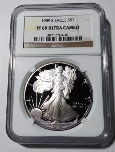 1989 S American Silver Eagle Dollar NGC PF 69 Ultra Cameo (806)