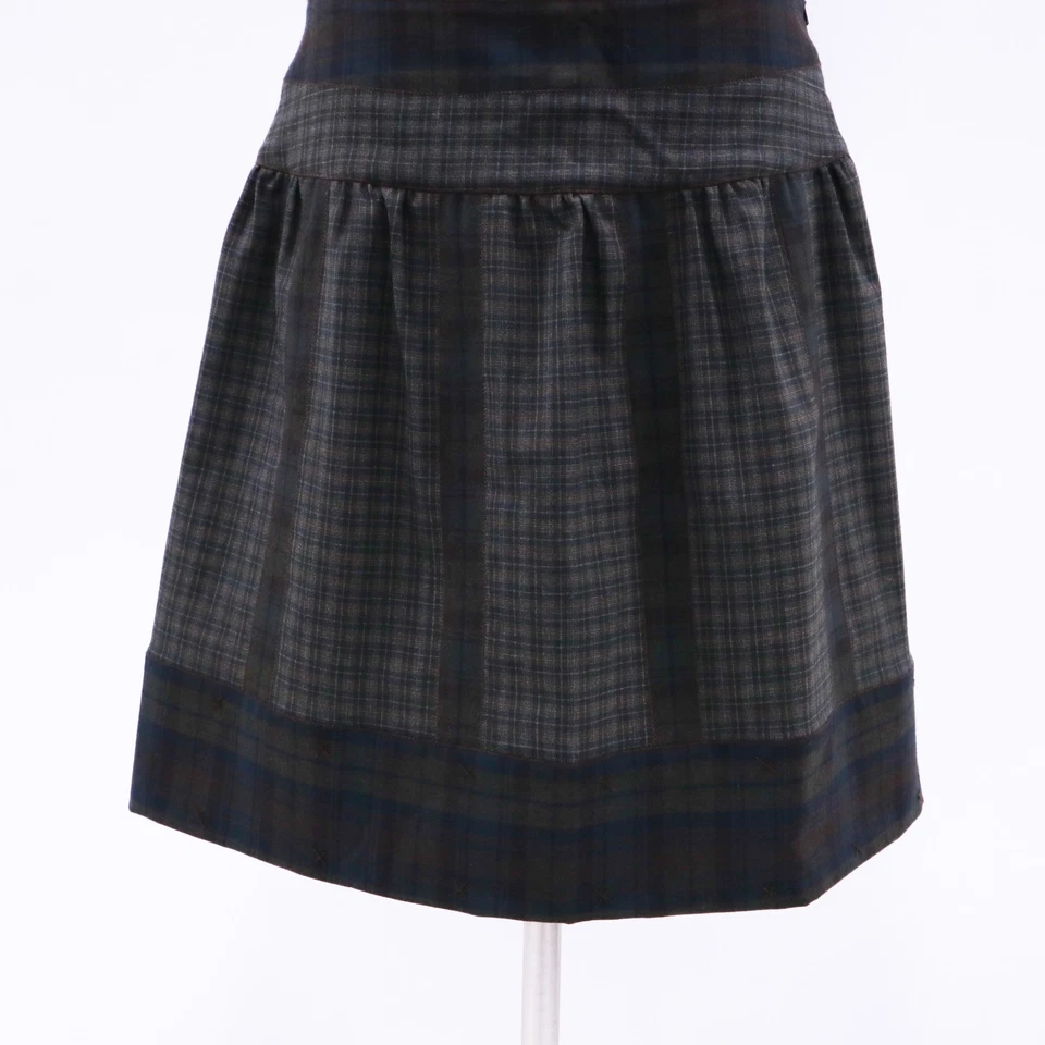 Peruvian Connection 裙 A 字女式 8 格子棕色蓝色短深色学院 — 第 3/4 张图片