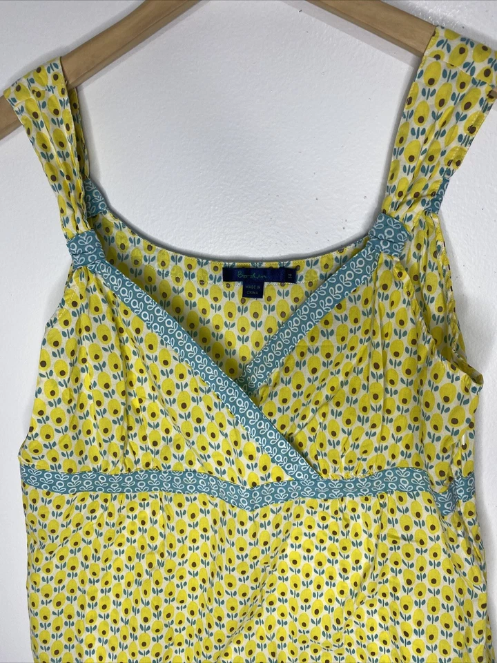 Blusa para mujer Boden talla 14 camiseta sin mangas amarilla azul flores camisa babydoll Y2K Foto 3 de 4