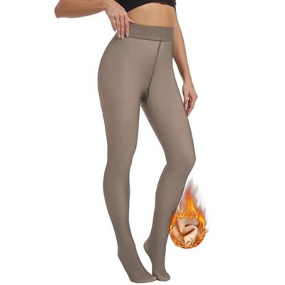  Fleece Lined Tights Women, Warm Fleece Small-Medium Fake Translucent, Brown