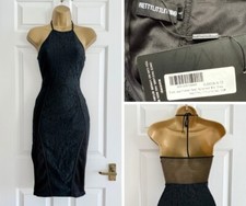 PLT Black Lace & Fishnet Halter Neck Dress BNWT - Size 4
