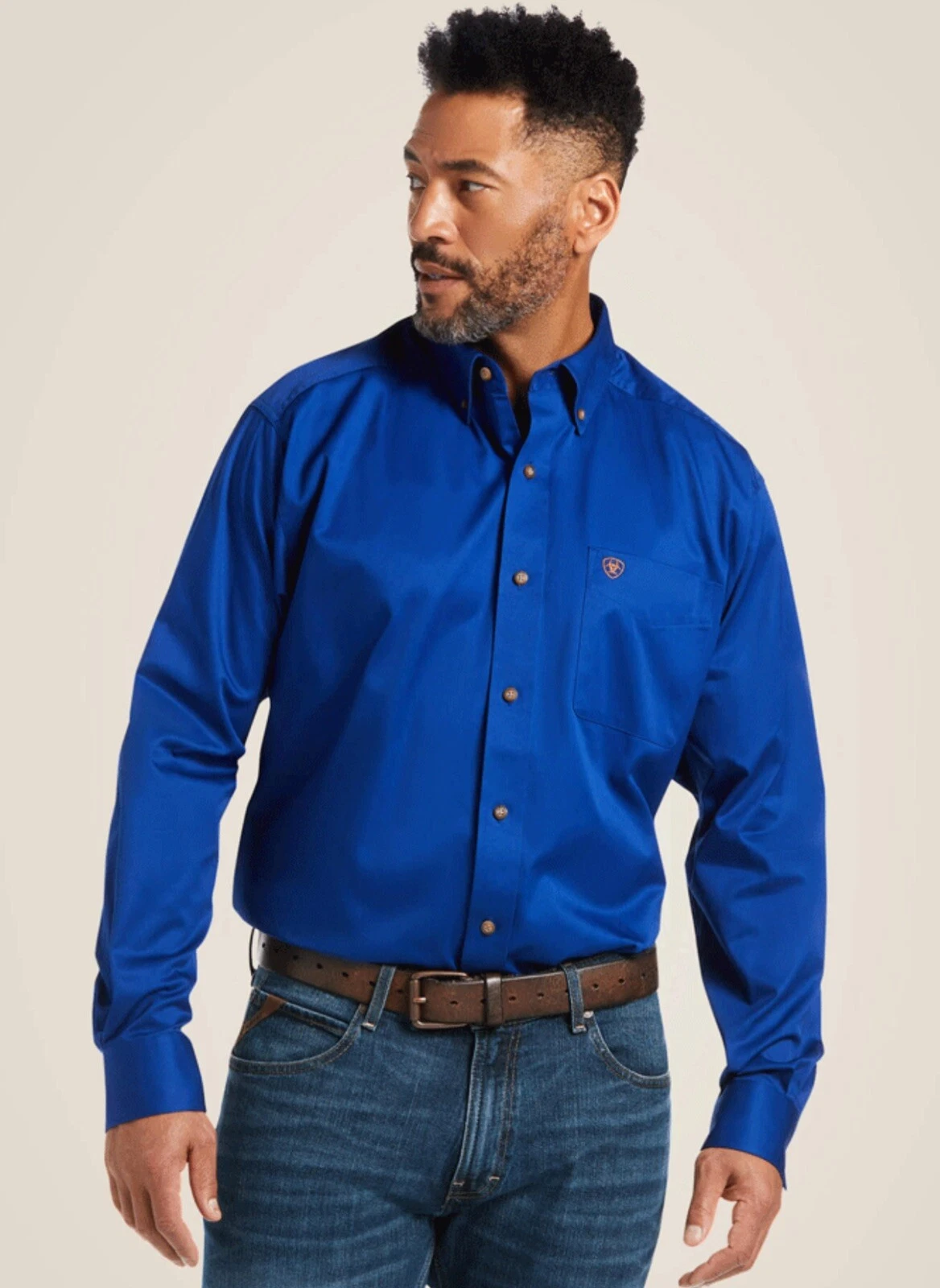 Ariat Shirt Mens Medium Blue Long Sleeve Button Up Cowboy Outdoor Casual