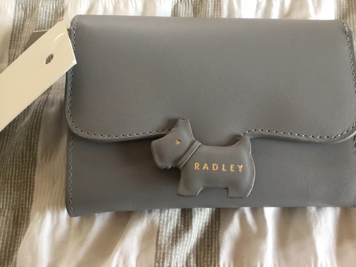 Radley Crest Small Trifold grey Leather Purse with Dustbag bnwt
