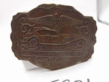 Duesenberg Straight 8 Engine Model A Show Classic Car 1970s Vintage Belt Buckle