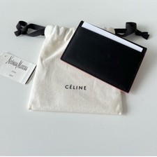 CELINE Leather Card Case Holder Wallet Double Sided In Pink  Black