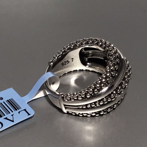 NUEVO CON ETIQUETAS ANILLO DOMO LAGOS PLATA ESTERLINA CAVIAR DOS TONOS TALLA 7 - Imagen 4 de 9