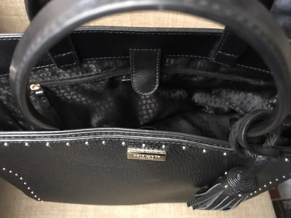 SALE【Kate Spade】Abby West Street☆スタッズタッセル付☆2WAY Kate Spade New York West Street Abby Studded Black Pebbled