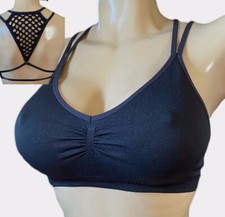 Victorias Secret Unlined Mesh Racerback Wireless Bralette Bra Black