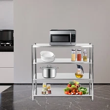 4 Tier Silver Adjustable Shelf Storage, Stainless Steel Heavy Duty Shelving NEW