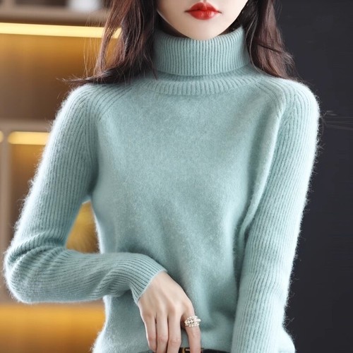Damen Kaschmir Wolle Rollkragen Langarm Pullover Strickpullover Pulli - Bild 20 von 34