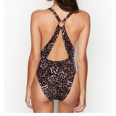 Victoria's Secret Looped Back V-neck One-piece Swimsuit In Spot Dye Padded SZ S