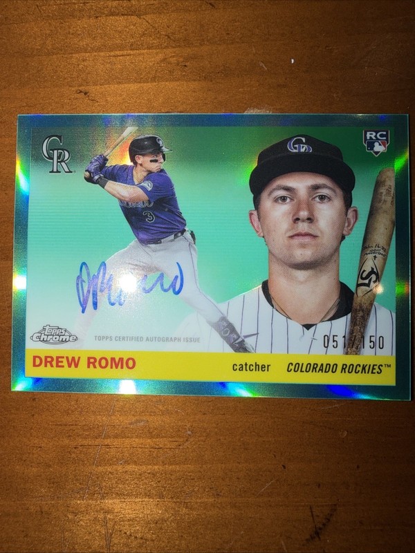 2025 Topps Chrome Platinum Drew Romo Teal/Green Refractor Auto 19/150