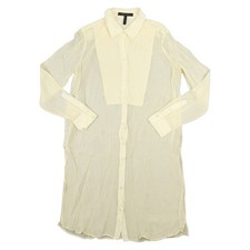BCBGMAXAZRIA Shirt Dress Womens MEDIUM Beige Sheer Long Sleeve Button Front M