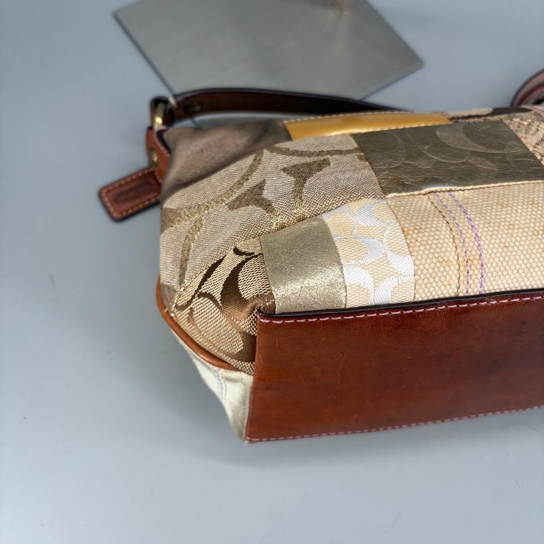 COACH Patchwork Beige Canvas Leather Accessory Po… - image 11