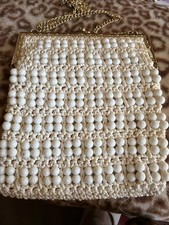 Vintage White Beaded Clutch