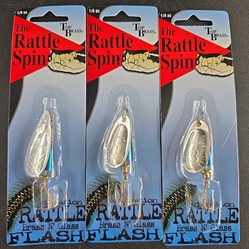 (3) Top Brass Rattle Spin #3 1/4oz French Blade Spinner Bait Lure ...