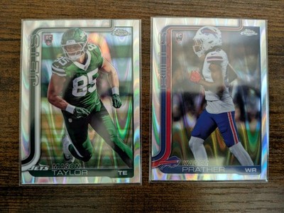 Lot - 2 Rookie Cards 2025 NFL Topps Chrome Raywave Parallel Taylor Prather