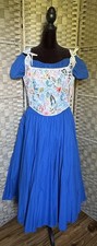 Boho Floral Corset Chelsea & Theodore Smocked Cotton Midi Dress L Blue Crinoline