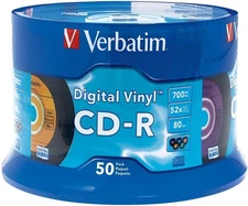 Verbatim CD-R Blank Discs 700MB 80min 52X Recordable Disc for Data and Music