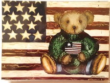 Patriotic Teddy Bear by Laurie Korsgaden Photo Album Holds 20 - 4" x 6" Photos