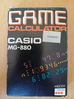Casio MG-880 Invaders Spiel Melodie Musik Taschenrechner 1980 funktionstüchtig. Boxed