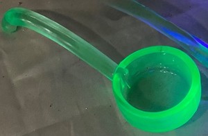 Vintage Uranium Green depression Glass Mayonnaise sauce ladle #2