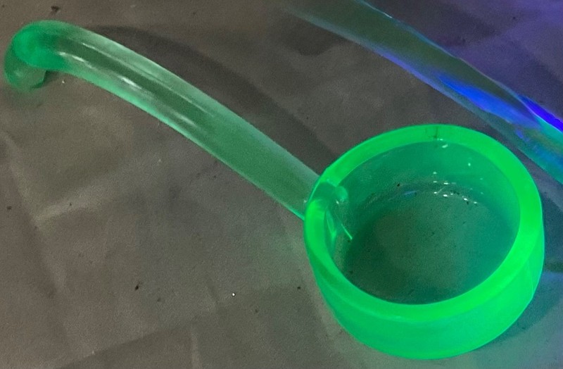 Vintage Uranium Green depression Glass Mayonnaise sauce ladle #2