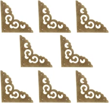 8Pcs Vintage Brass Antique Decorative Box Corner Protector Brace Wooden Jewelry 