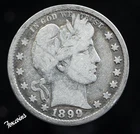 1899 - BARBER- 25 cent silver coin - Barber Quarter