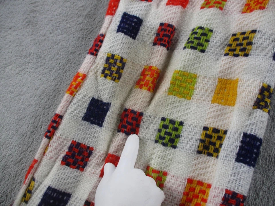 Pantalones Vintage Niñas Talla 10 Blanco Multicolor Acrílico Forrado Geométrico Acampanado Foto 2 de 4