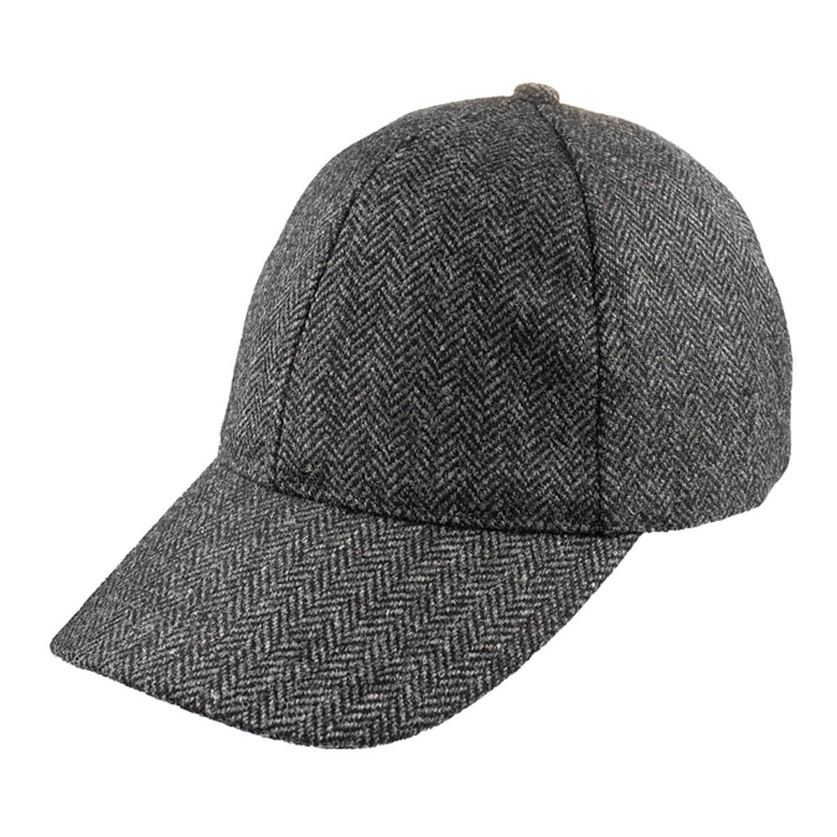 Christys' Hats Classic Baseball Cap Herringbone Tweed CHARCOAL