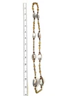 Vtg MIRIAM HASKELL Signed Gold Brass Tone Linked Shell & Wood Beaded Necklace