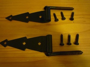 2 Restored Gate Plinth Pivot Strap Hinges w/ 6 Screws Black  7.5" Heavy Duty #2