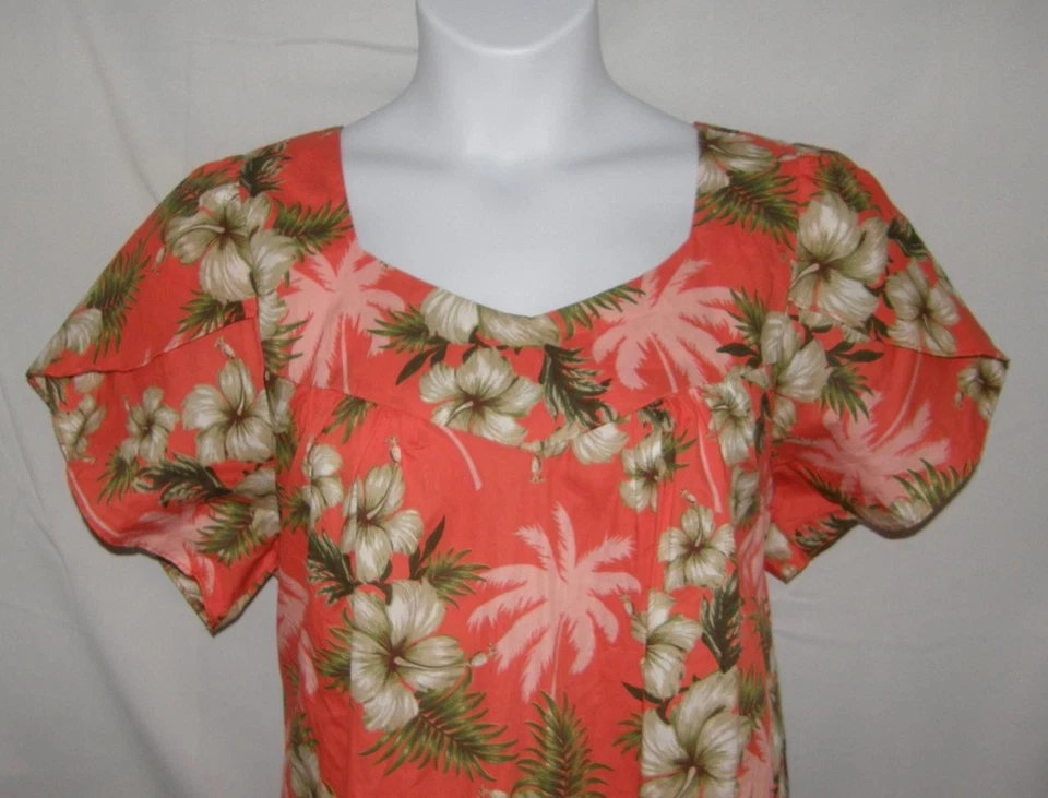 NUEVO NUEVO SIN ETIQUETAS Tropical Hawaiano Floral Talla XL Informal Algodón Vestido de Salón Bolsillo Lateral Foto 2 de 4