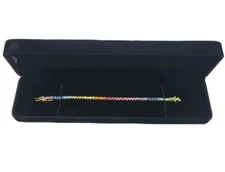 Vintage Rainbow Tennis Bracelet Gold Tone Sterling 925 Six Inch Colorful Stones