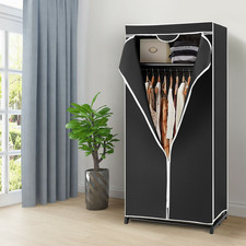 Portable Single Clothes Closet Wardrobe with Hanging Rail | Storage Organizer