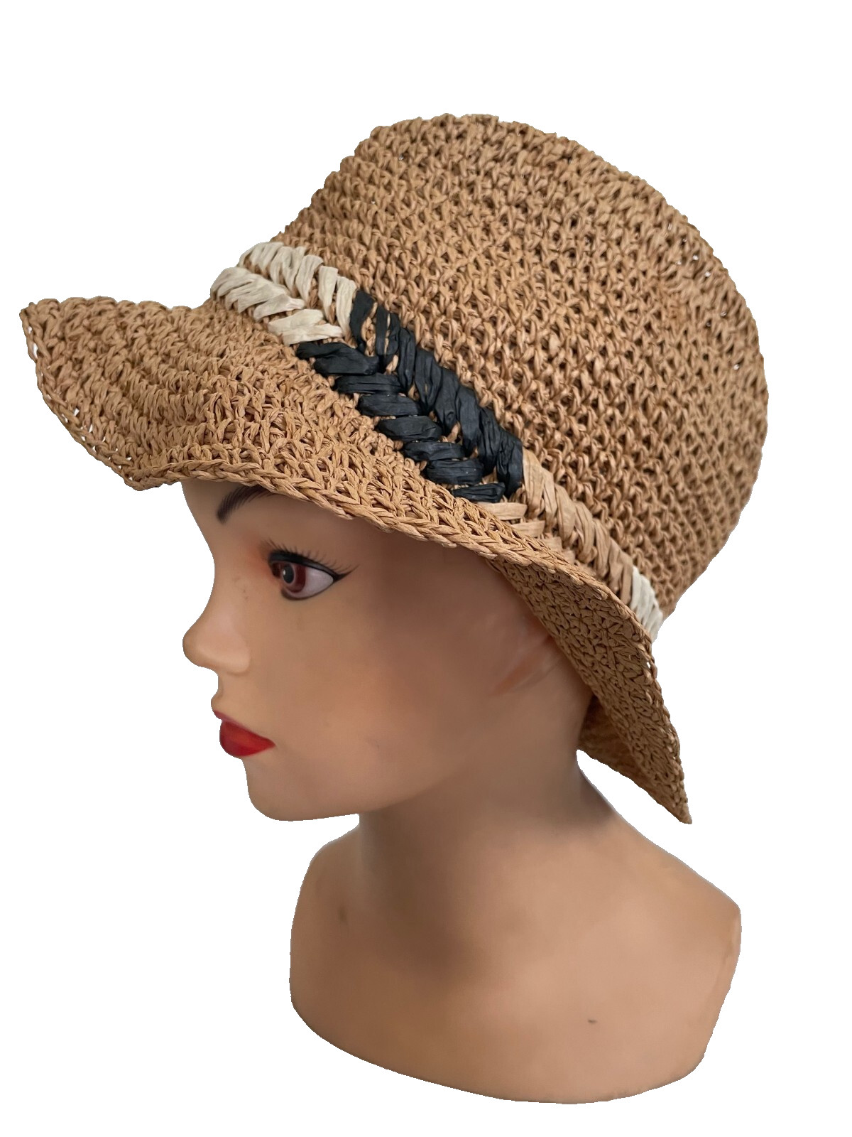 NWT Indigo Soul Women's Beige Straw Fedora Paper Hat OS