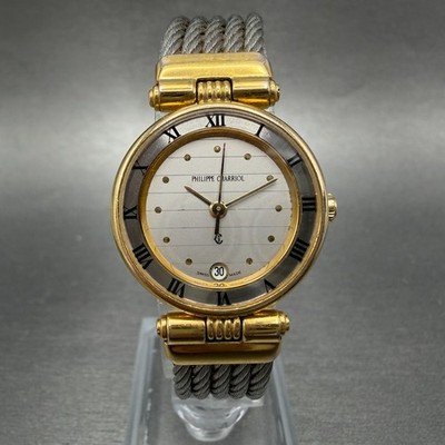 Philippe Charriol Celtic Watch Women 25mm Silver Dial Two Tone Date New battery