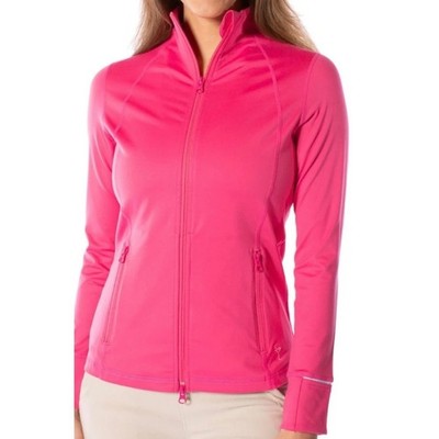 Golftini Womens Hot Pink Performance Full Zip Track Jacket Thumbholes Size M
